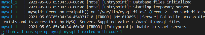 mysqld: Error on realpath() on '/var/lib/mysql-files' (Error 2 - No such file or directory)